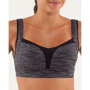 Lululemon Women's Ta Ta Tamer II Heathered Grey Striped Sports Bra 10